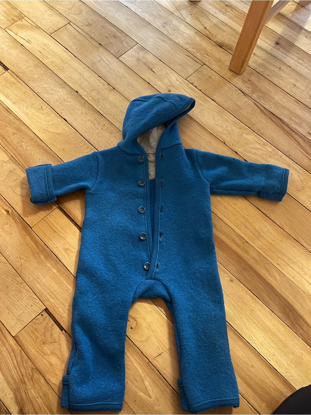 Plush Hooded Baby One-Piece in Teal